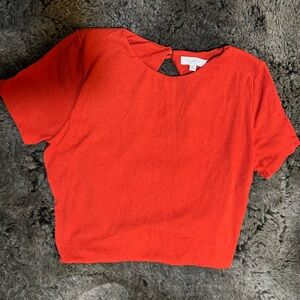 Better Be Vibrant Orange Lace Up Crop Top Size L